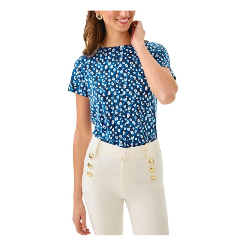 NWT Lilly Pulitzer Key West Top M Starlight Navy You’re An Animal - Picture 3 of 4